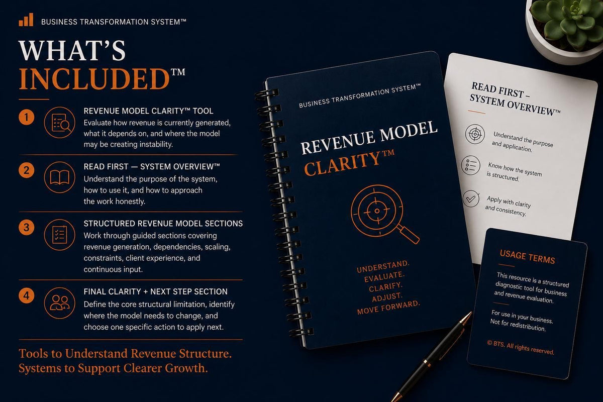 Revenue Model Clarity™ | Business Structure Diagnostic | Revenue Stability Tool | Scaling & Delivery Evaluation | BTS™ Advisory System