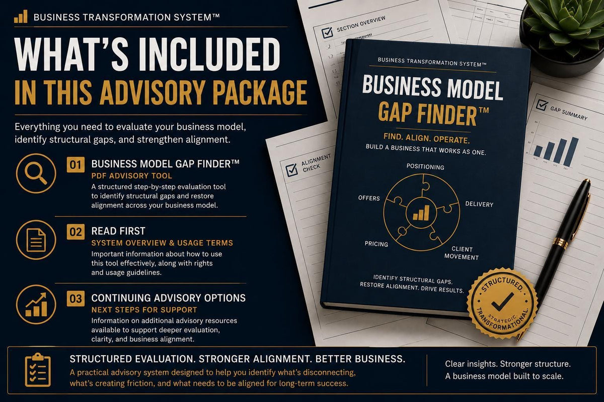 Business Model Gap Finder™ | Business Alignment Advisory PDF | Operational Structure Evaluation Tool | BTS™ Digital Download
